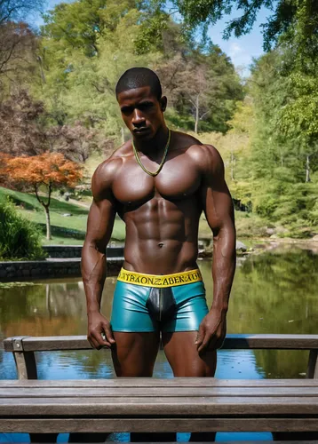 swim brief,african american male,bodybuilder,dark chocolate,black male,milk chocolate,male model,man on a bench,bodybuilding,body building,brown chocolate,park bench,adonis,african man,narcissus,gardener,african boy,chocolate bars,jockstrap,fitness model