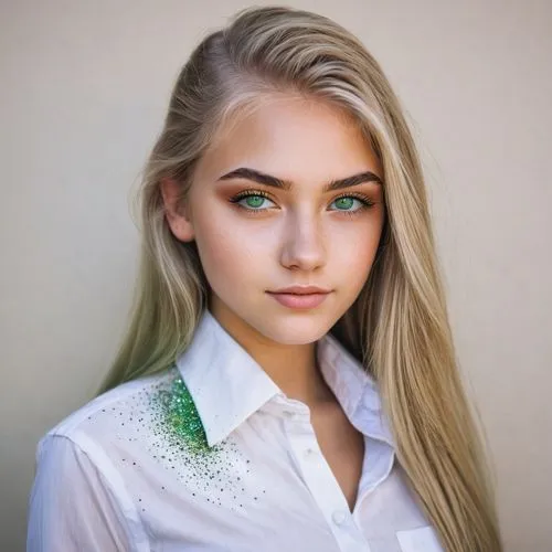 green eyes,heterochromia,neon makeup,beautiful young woman,pretty young woman,flowered tie,green skin,ukrainian,blond girl,elsa,cool blonde,cute tie,eurasian,blonde girl,beautiful face,greta oto,belarus byn,irish,colorful floral,tie,Conceptual Art,Fantasy,Fantasy 09