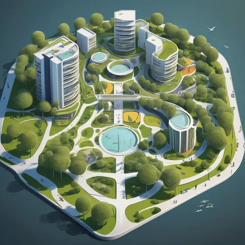 artificial islands,artificial island,smart city,urban development,floating islands,autostadt wolfsburg,urban design,espoo,development concept,futuristic architecture,solar cell base,floating island,ecological sustainable development,urbanization,oval forum,diamond lagoon,3d rendering,urban park,isometric,ecoregion,Illustration,Vector,Vector 05