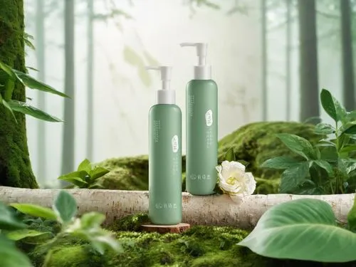 不要生成其他产品  植物森林风格 按照参考风格不变,natural cosmetics,green forest,lavander products,natural perfume,natural product,greenforest,spa items,natural cosmetic,liquid soap,tropical greens,flower essences,green livi