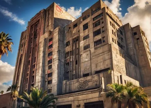 hospicio,edificio,flour mill,wilshire,beverly hills hotel,hollyfield,poydras,abandoned building,dereliction,hollywoodland,dilapidated building,hotel nacional,valley mills,holy spirit hospital,industrial ruin,deindustrialization,tlatelolco,wild west hotel,art deco,scampia,Conceptual Art,Fantasy,Fantasy 27