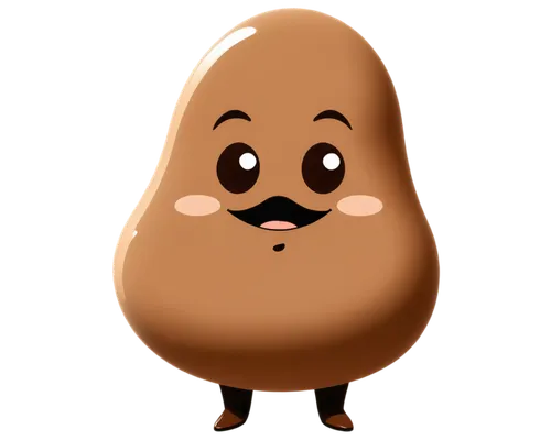 brown poop, solo, rounded shape, smooth texture, glossy surface, small size, cute expression, downcast eyes, simple background, warm lighting, shallow depth of field, soft focus, comedic composition.,