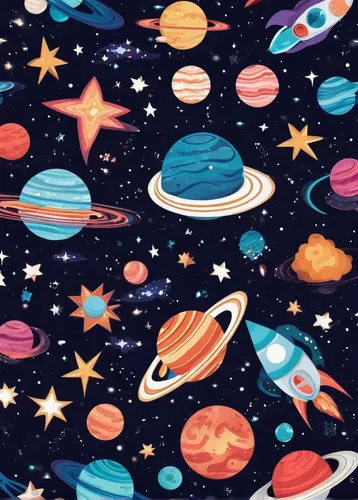 seamless pattern,outer space,space,retro background,space art,retro pattern,bandana background,spacefill,cartoon video game background,planets,space voyage,playmat,vintage wallpaper,duvet cover,deep space,background pattern,space travel,lost in space,saturn,crayon background,Conceptual Art,Sci-Fi,Sci-Fi 30