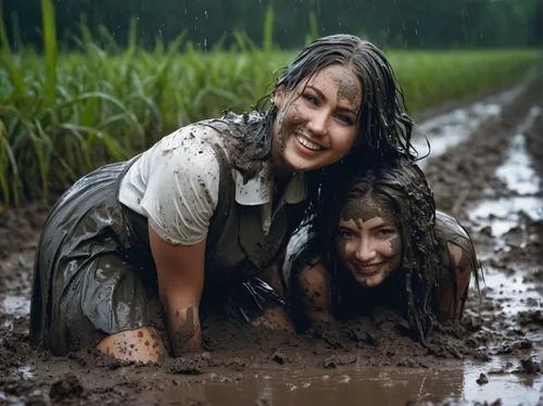 mudbath,mudhole,lesbian,young woman,dirty,messy,Photography,Artistic Photography,Artistic Photography 05