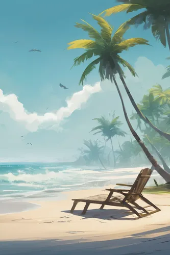 beach landscape,beach scenery,tropical beach,dream beach,summer background,beach background,cuba background,tropical sea,beach furniture,deserted island,paradise beach,isle,beach chairs,an island far away landscape,beautiful beach,summer day,caribbean beach,tropical island,landscape background,coconut trees,Conceptual Art,Fantasy,Fantasy 02