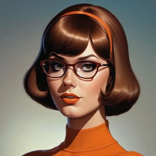 audrey,retro woman,vector girl,60's icon,retro girl,digital painting,60s,librarian,retro women,reading glasses,illustrator,orange,spectacles,sci fiction illustration,fashion vector,ann margarett-hollywood,vector illustration,retro cartoon people,girl portrait,with glasses,Conceptual Art,Fantasy,Fantasy 07