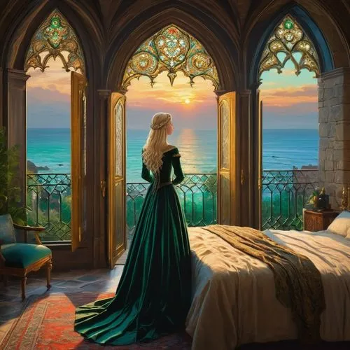 rapunzel,cinderella,elsa,fantasy picture,a fairy tale,fairy tale,tiana,belle,the sleeping rose,fantasia,principessa,fairytales,merida,ellinor,daenerys,galadriel,sylvania,reynir,bedroom,princess anna,Art,Artistic Painting,Artistic Painting 04