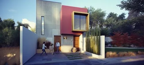 cubic house,3d rendering,modern architecture,modern house,vivienda,passivhaus,Photography,General,Realistic