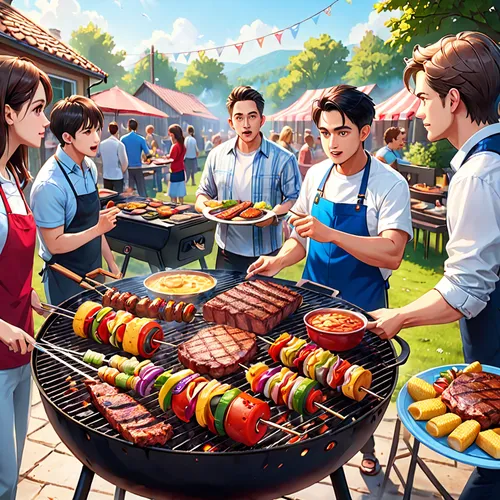 filipino barbecue,barbeque,barbecue,barbeque grill,summer bbq,bbq,grilled food,barbecue grill,barbecue area,game illustration,street food,korean cuisine,korean culture,outdoor grill,pork barbecue,sausage platter,chile and frijoles festival,summer fair,korean royal court cuisine,oktoberfest celebrations,Anime,Anime,General