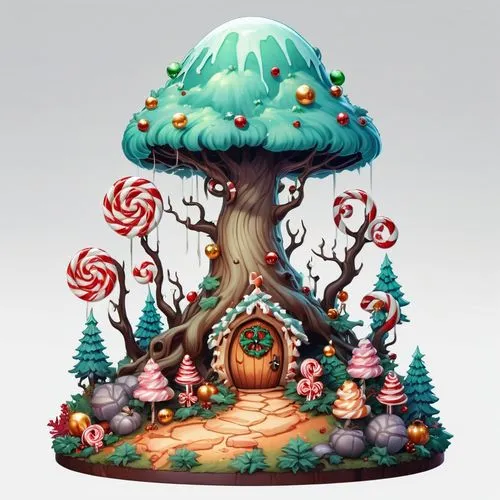 fairy house,mushroom landscape,tree mushroom,mushroom island,forest mushroom,fairy village,Illustration,Abstract Fantasy,Abstract Fantasy 11