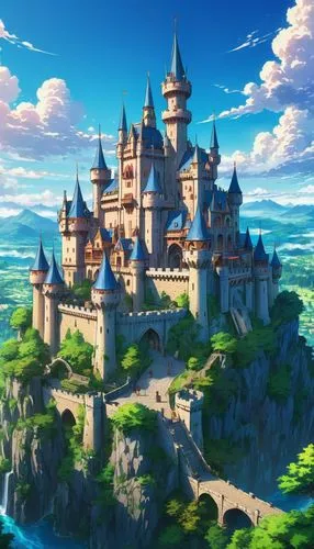 fairy tale castle,knight's castle,castlelike,fairytale castle,castleguard,castel,medieval castle,castle,castletroy,gold castle,summit castle,castledawson,disney castle,castle keep,castle of the corvin,bewcastle,fantasy world,new castle,ghibli,alfheim,Illustration,Japanese style,Japanese Style 03