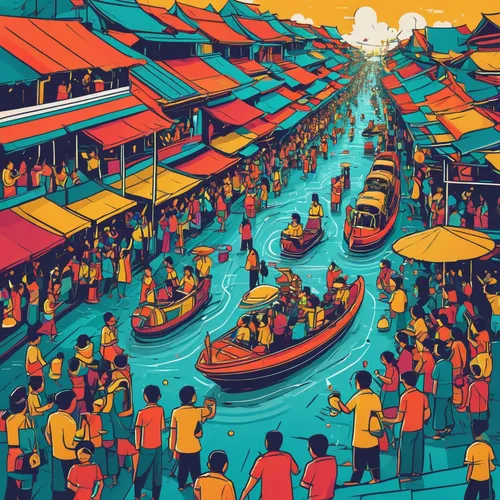 floating market,fish market,ulun danu,gondolas,fishing village,the market,taxi boat,southeast asia,market,hoian,large market,fruit market,water taxi,pedal boats,floating restaurant,regatta,boats in the port,yogyakarta,floating huts,hoi an,Illustration,Vector,Vector 06