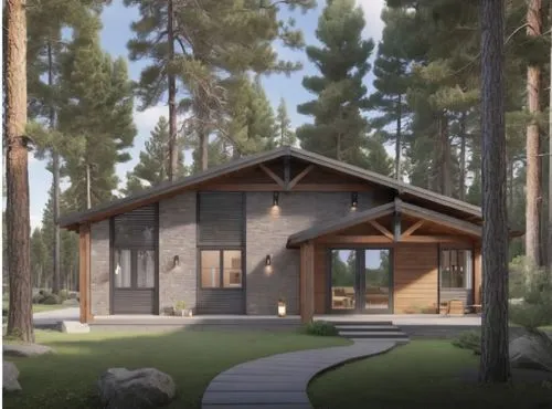 mid century house,renderings,sketchup,timber house,3d rendering,log cabin,small cabin,forest house,prefab,revit,cabins,the cabin in the mountains,log home,inverted cottage,wooden house,house in the forest,lodges,electrohome,passivhaus,render