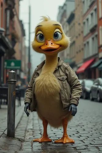 human duck hybrid standing half human on a street corner


,a small toy duck standing on a sidewalk,rockerduck,diduck,lameduck,quacker,mcduck,ducky