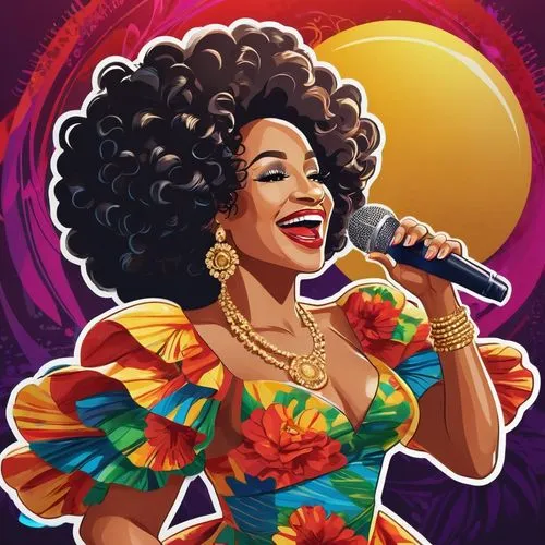 rosa bonita,samba deluxe,santana,hula,vector illustration,rockabella,chaka,samba,luau,havana,afro-american,rio,tiana,antigua,afroamerican,vector art,jazz singer,ella fitzgerald,popart,dominica,Unique,Design,Sticker