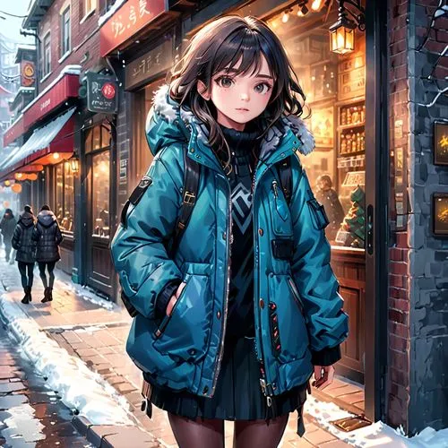 kumiko,winter clothes,winter background,winter clothing,winterblueher,parka,Anime,Anime,General