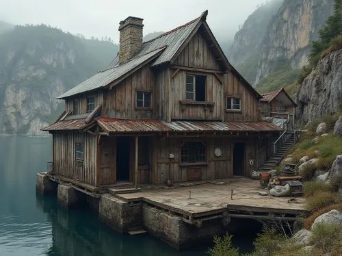 house with lake,house by the water,fisherman's house,boat house,boathouse,house in mountains,wooden house,house in the mountains,lonely house,floating huts,the cabin in the mountains,houseboat,house of the sea,little house,ancient house,dreamhouse,cottage,summer cottage,boat shed,fisherman's hut,Photography,General,Realistic