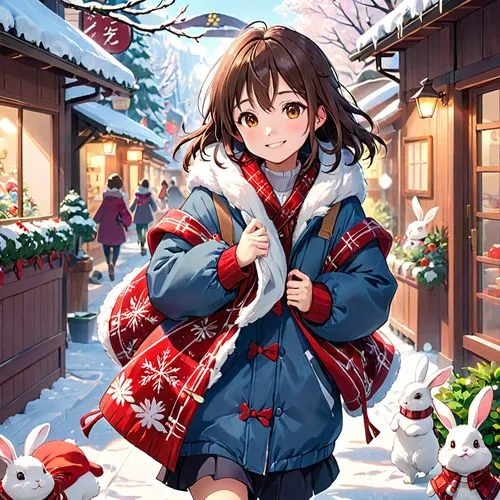 kumiko,christmas snowy background,uzuki,winter background,ranko,christmas wallpaper,Anime,Anime,Realistic