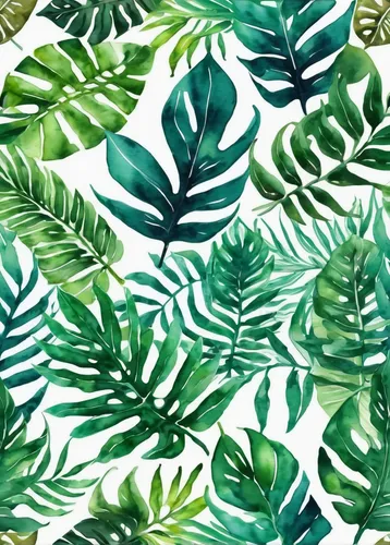 Watercolor tropical leaves seamless pattern vector illustration,botanical print,tropical leaf pattern,tropical greens,seamless pattern,monstera,tropical floral background,tropical leaf,watercolor leav