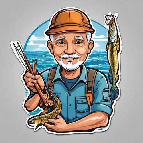 fish-surgeon,fishing classes,version john the fisherman,types of fishing,monopod fisherman,fishing equipment,shrimp survey,biologist,trumpetfish,vector illustration,wildlife biologist,fisher,fishing cutter,big-game fishing,coastal cutthroat trout,fishing lure,pickerel,fishing gear,fisherman,cleaning shrimp,Unique,Design,Sticker