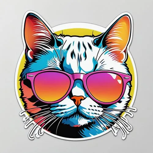 cat vector,vector illustration,vector graphic,cool pop art,pop art style,adobe illustrator,cartoon cat,effect pop art,vector graphics,clipart sticker,vector art,vector design,soundcloud icon,vector image,cat-ketch,feline,fashion vector,animal stickers,dribbble,pop art effect,Unique,Design,Sticker