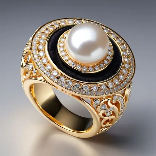 moonstone,golden ring,ringen,circular ring,ring with ornament,boucheron,Unique,3D,3D Character