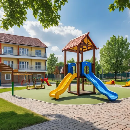 outdoor play equipment,children's playground,play area,play yard,playground slide,playground,kurpark,children's playhouse,child in park,kindergarten,playset,school design,new housing development,play tower,urban park,climbing garden,municipal park,syrniki,children's interior,city park,Photography,General,Realistic