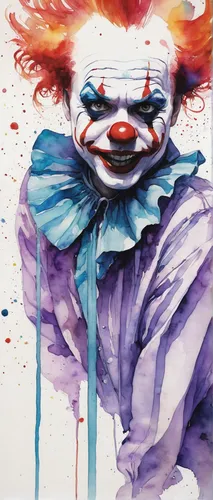 Create a comedic scene at a circus, where a clown accidentally causes chaos by continuously saying 'zmz'.,scary clown,creepy clown,horror clown,clown,ronald,it,watercolor pencils,rodeo clown,mcdonald,