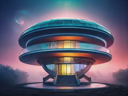 futuristic architecture,futuristic landscape,futuristic art museum,ufo,flying saucer,mothership,discoideum,primosphere,the energy tower,technosphere,alien ship,arcology,planetarium,planetariums,electrohome,sky space concept,seti,deltha,extraterrestrial life,futuristic,Art,Artistic Painting,Artistic Painting 43