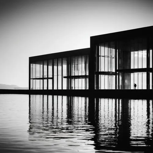 harpa,snohetta,zumthor,epfl,boathouse,portishead,boathouses,chipperfield,glimmerglass,boat house,boatshed,floating huts,autostadt wolfsburg,house by the water,horgen,docks,utzon,lago grey,bunshaft,amanresorts,Illustration,Black and White,Black and White 33