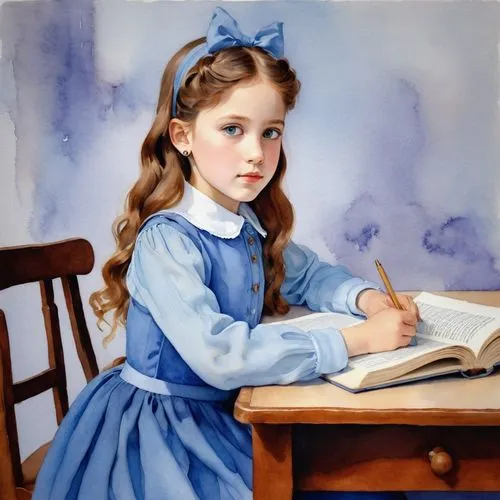 girl studying,timoshenko,young girl,little girl reading,schoolchild,girl drawing,Illustration,Paper based,Paper Based 23