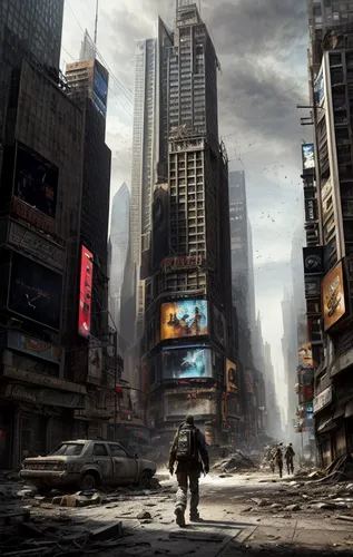 post apocalyptic,post-apocalyptic landscape,destroyed city,black city,apocalyptic,time square,district 9,dystopian,post-apocalypse,times square,manhattan,new york,new york streets,fallout4,dystopia,do