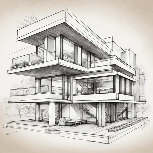 modern Architecture Sketch ,house drawing,kirrarchitecture,houses clipart,modern architecture,architect plan,3d rendering,arhitecture,core renovation,habitat 67,orthographic,technical drawing,elphi,li