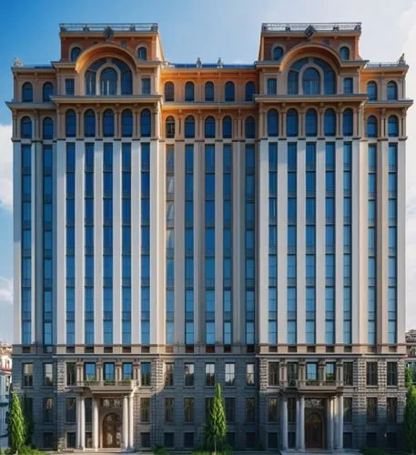 the facade of a building with many windows on it,mgimo,krasnodar,kempinski,lubyanka,stalin skyscraper,minsk,Photography,General,Realistic