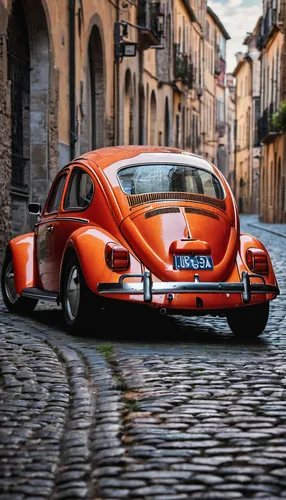 A classic VW Beetle car covered in ais-acrylicz, parked on a cobblestone street, <lora:Acrylic_Paint_Style_SDXL:1>,the beetle,porsche 356,volkswagen beetle,vw beetle,porsche 356/1,1000miglia,aperol,po