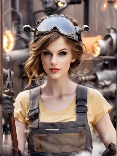 steampunk,vintage girl,blacksmith,girl in overalls,gas welder,female worker,gunsmith,realdoll,girl with gun,tinsmith,woman fire fighter,steelworker,mechanic,metalworking,photoshop manipulation,telephone operator,oil cosmetic,image manipulation,vintage woman,countrygirl