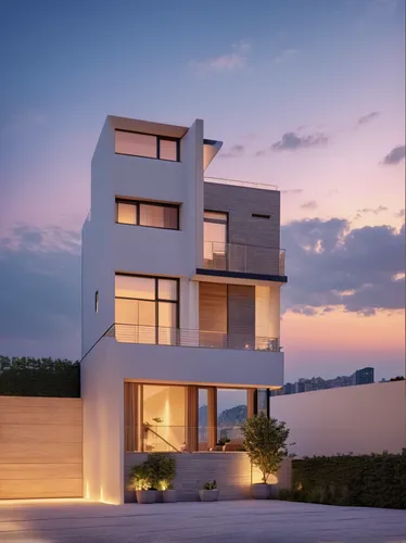 Modern house located in a high place in the city, with a spectacular view of it.,modern house,modern architecture,dunes house,residential house,contemporary,cubic house,villas,residential,larnaca,holi