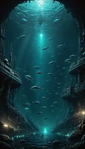 underwater background,deep sea,undersea,depths,sea caves,cave on the water,deep ocean,underwater oasis,the bottom of the sea,ocean underwater,underwater landscape,under sea,under the sea,under the water,aquarium,blue cave,beneath,midwater,subterranea,atlantis,Conceptual Art,Fantasy,Fantasy 33