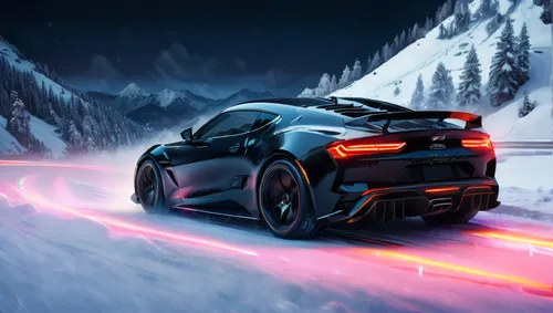 tron,3d car wallpaper,car wallpapers,alpine drive,black ice,tail lights,Conceptual Art,Fantasy,Fantasy 03