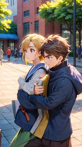 darjeeling,hiyayakko,sightseeing,detective conan,hug,belfast,hugging,piggyback,carrying,protect,darjeeling tea,young couple,boyfriends,romantic meeting,kawaii children,holding,gay couple,hugs,anime japanese clothing,nagasaki,Anime,Anime,Realistic