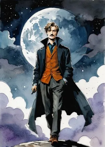 carnacki,hadfield,tarkovsky,maupassant,twain,baskerville,kanigher,mcgann,farnaby,star-lord peter jason quill,mark twain,nietzsche,mazzucchelli,wyngarde,predestination,scamander,poe,astrologer,bierce,litefoot,Illustration,Paper based,Paper Based 07