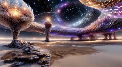 astral traveler,fantasy picture,fantasy art,3d fantasy,fantasy landscape,space art,inner space,universe,fractal environment,shamanism,sci fiction illustration,portals,the universe,futuristic landscape,celestial bodies,fractals art,alien world,virtual landscape,starscape,photomanipulation