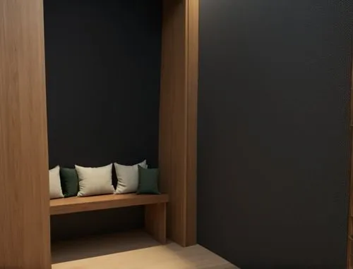 a wooden bench is sitting in a room,walk-in closet,cupboard,wardrobes,headboards,japanese-style room,minibar,Photography,General,Natural