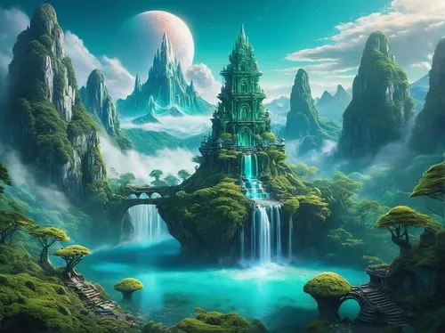 fantasy landscape,fantasy picture,fairy world,mushroom landscape,futuristic landscape,alfheim,alien world,3d fantasy,underwater oasis,fantasy world,elven forest,underwater landscape,elves country,cartoon video game background,fairy village,fairy forest,fantasy city,fractal environment,mushroom island,lagoon,Photography,Artistic Photography,Artistic Photography 12