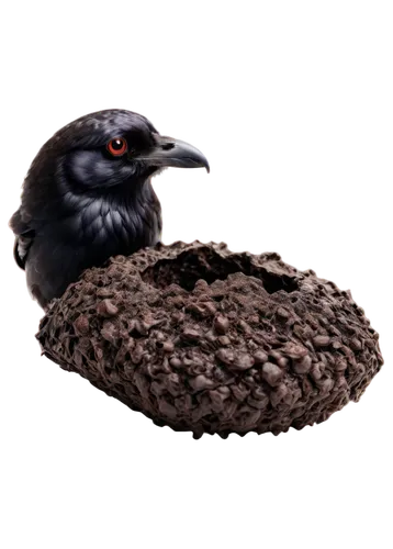 Fresh crow poop, brownish-black color, irregular shape, glossy surface, detailed texture, solo, close-up shot, shallow depth of field, warm lighting, high contrast, realistic rendering, PNG with trans