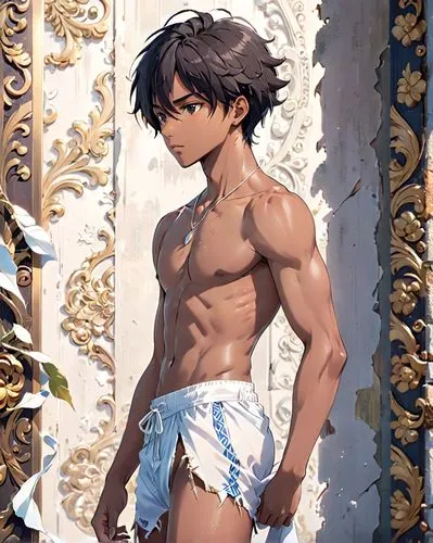 swim brief,ripped,jean shorts,briefs,boxers,adonis,underwear,sarong,underpants,swimmer,anime boy,kai,active shorts,boxer,tarzan,towel,sailor,sweating,shirtless,baseball player,Anime,Anime,Realistic