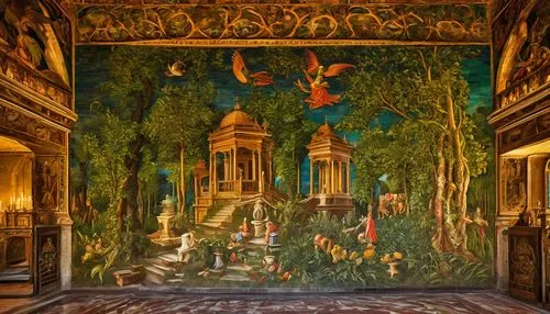 pinturicchio,cliveden,villa cortine palace,tapestry,frescoed,villa d'este,chatsworth,murals,gournay,pinacoteca,wall painting,residenz,frescoes,stage curtain,lachapelle,bartholome,frescobaldi,villa balbianello,frescos,alcazar of seville,Art,Classical Oil Painting,Classical Oil Painting 43