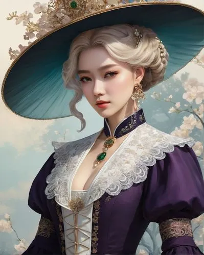 victorian lady,noblewoman,liselotte,hanbok,fantasy portrait,ashe,victoriana,noblewomen,linden blossom,milady,peignoir,belle,victorian style,parasol,white lady,portrait background,fairy tale character,beautiful bonnet,daiyu,schierke,Photography,General,Natural