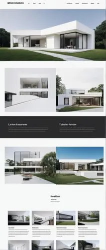 modern minimalist architecture portfolio website, solo, flat design, white background, simple navigation, horizontal scrolling, interactive 3D models, animated transitions, hover effects, case studies