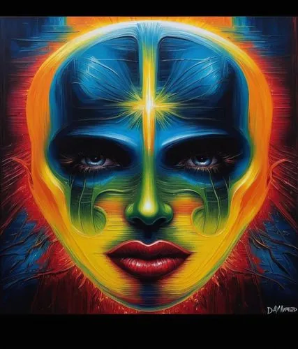 Painting Abstract Body Art Oil Painting,third eye,psytrance,earth chakra,shamanic,solar plexus chakra,tantrik,mirror of souls,vesica,pineal,bodypainting,paschke,shamanism,cosmic eye,multicolor faces,n